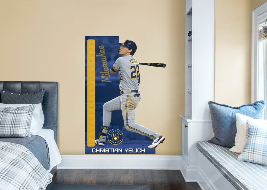 Christian Yelich - Growth Chart - Official MLB - Milwaukee Brewers - Reusable Vinyl Wall Decal
