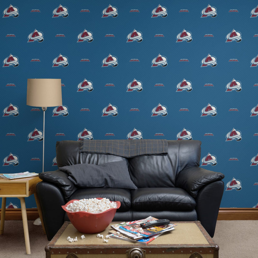 Colorado Avalanche (Blue) - Stripes Pattern - Peel & Stick Wallpaper - Official NHL - Reusable Vinyl Wall Decals