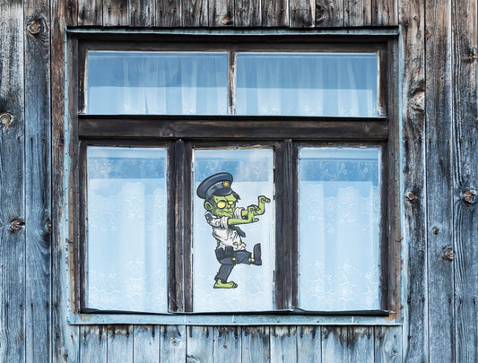 Halloween: Policeman Window Clings        -   Removable Window   Static Decal