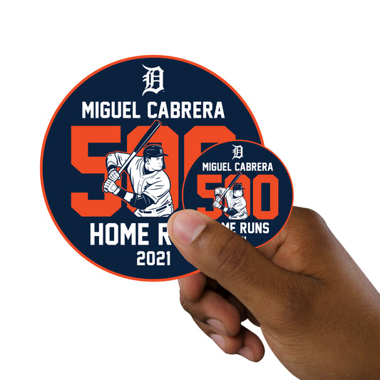 Sheet of 5 -Detroit Tigers: Miguel Cabrera 2021 500 Home Runs Logo Minis        - Officially Licensed MLB Removable     Adhesive Decal