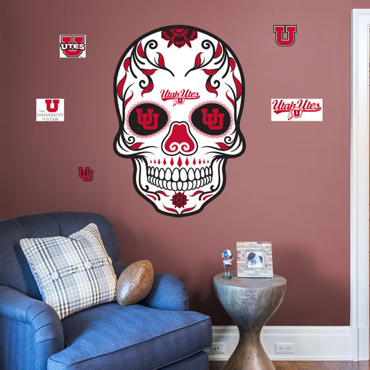 Utah Utes:  2022 Skull        - Officially Licensed NCAA Removable     Adhesive Decal