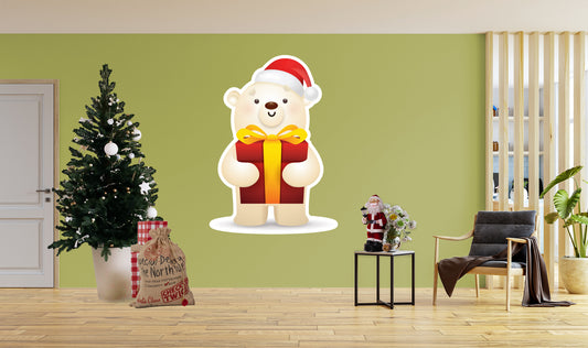 Christmas: Bear Die-Cut Character        -   Removable     Adhesive Decal