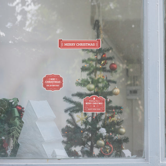 Christmas: Tags Window Clings - Removable Window Static Decal