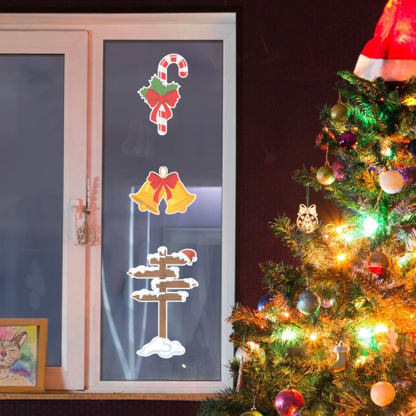 Christmas:  Sign Window Clings        -   Removable Window   Static Decal