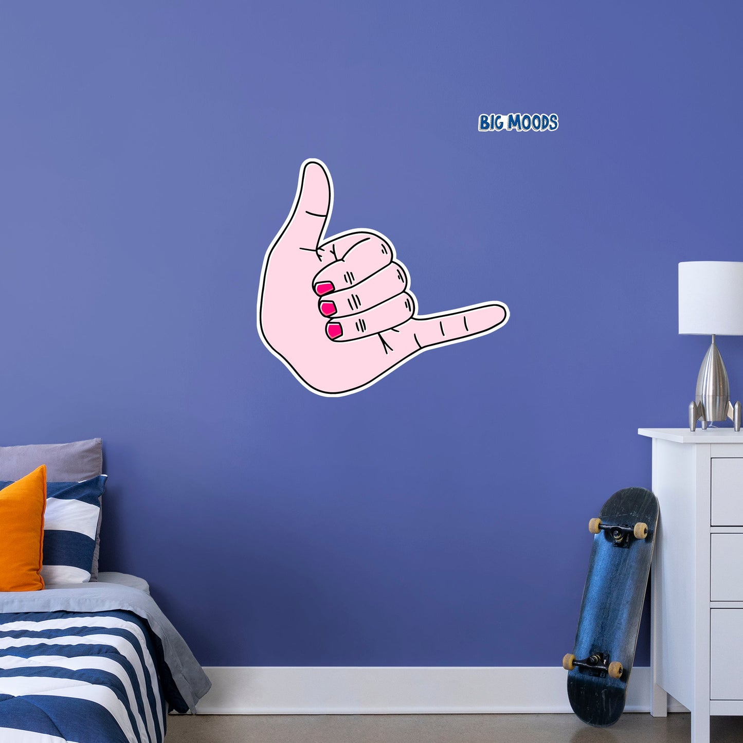 Hang Loose Gesture (Pink)        - Officially Licensed Big Moods Removable     Adhesive Decal