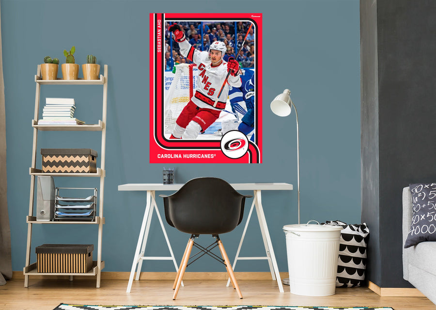 Sebastian Aho - Peel & Stick Poster - Official NHL - Carolina Hurricanes - Reusable Vinyl Wall Decal