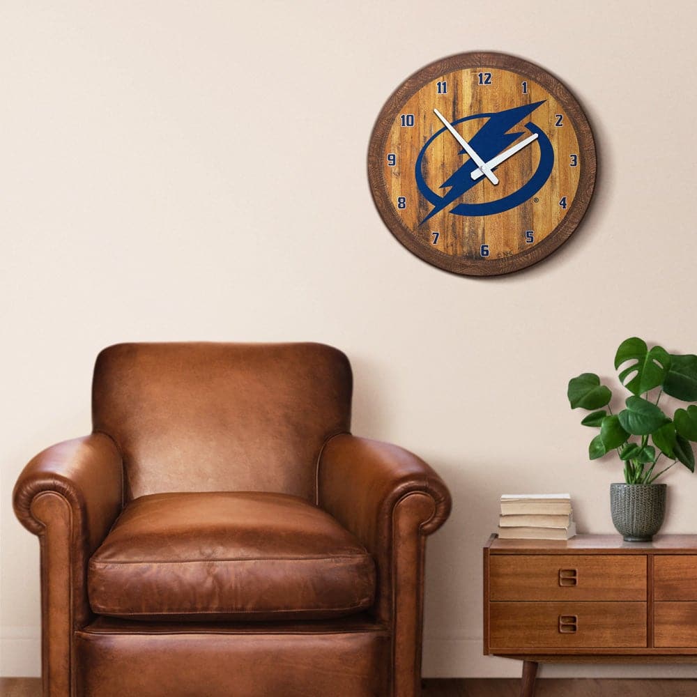 Tampa Bay Lightning: "Faux" Barrel Top Wall Clock - The Fan-Brand