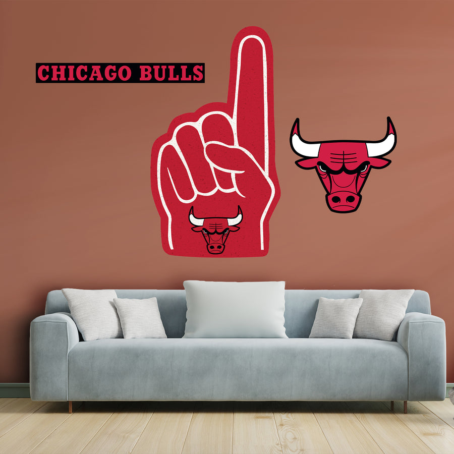 Chicago Bulls - RealBig Foam Finger Collection - Official NBA - Reusable Vinyl Wall Decals