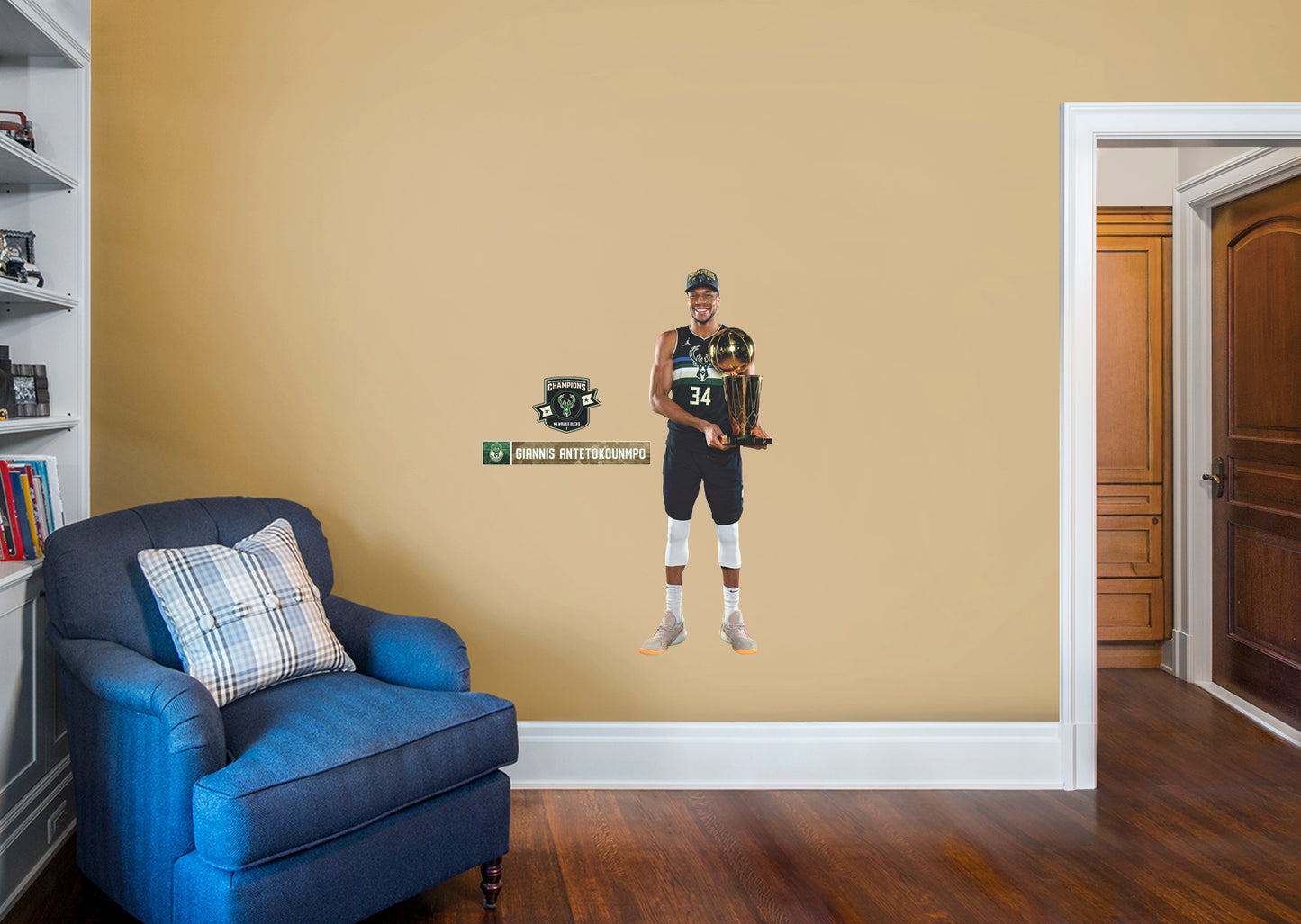 Milwaukee Bucks: Giannis Antetokounmpo 2021 Champion        - Officially Licensed NBA Removable Wall   Adhesive Decal