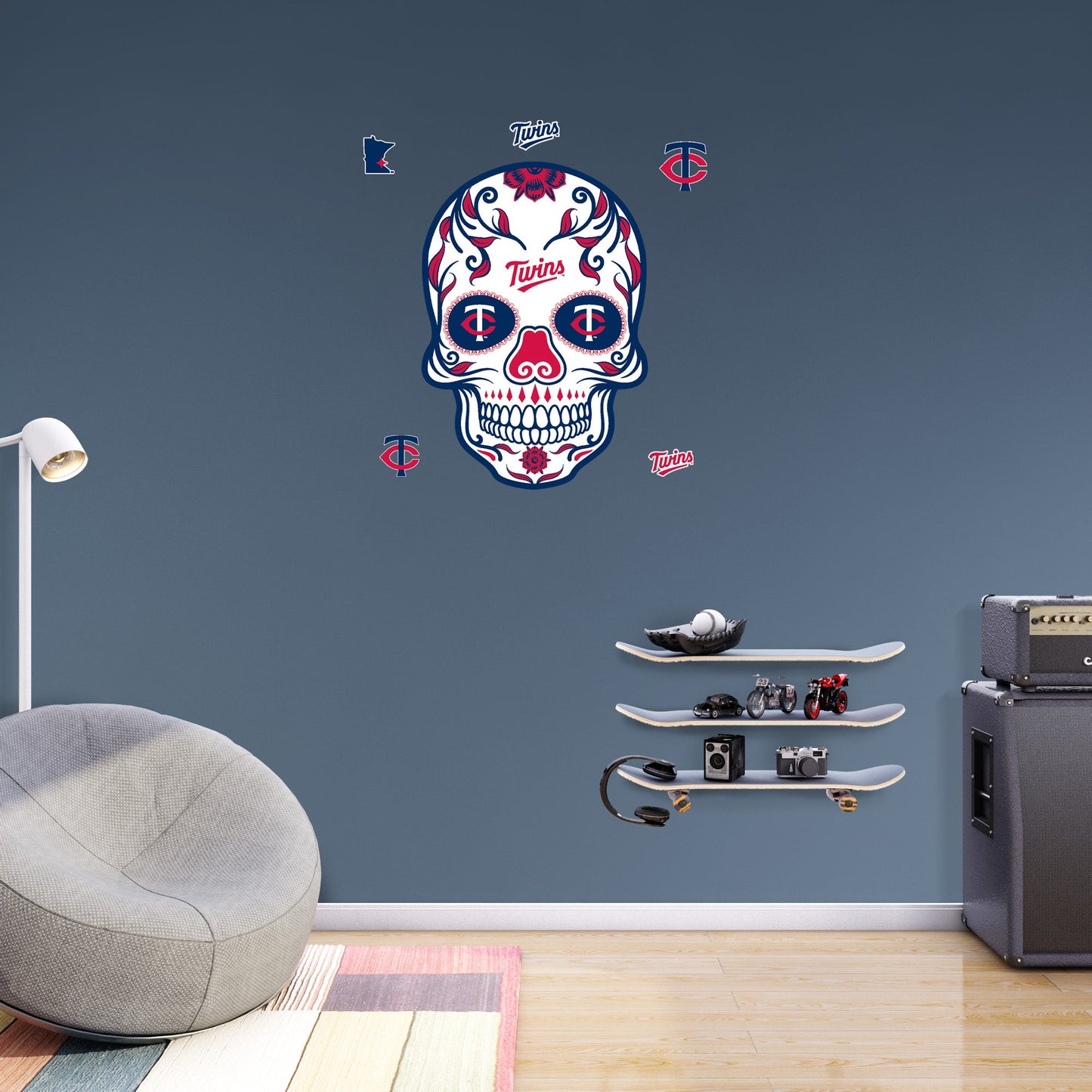 Minnesota Twins:   Skull        - Officially Licensed MLB Removable     Adhesive Decal