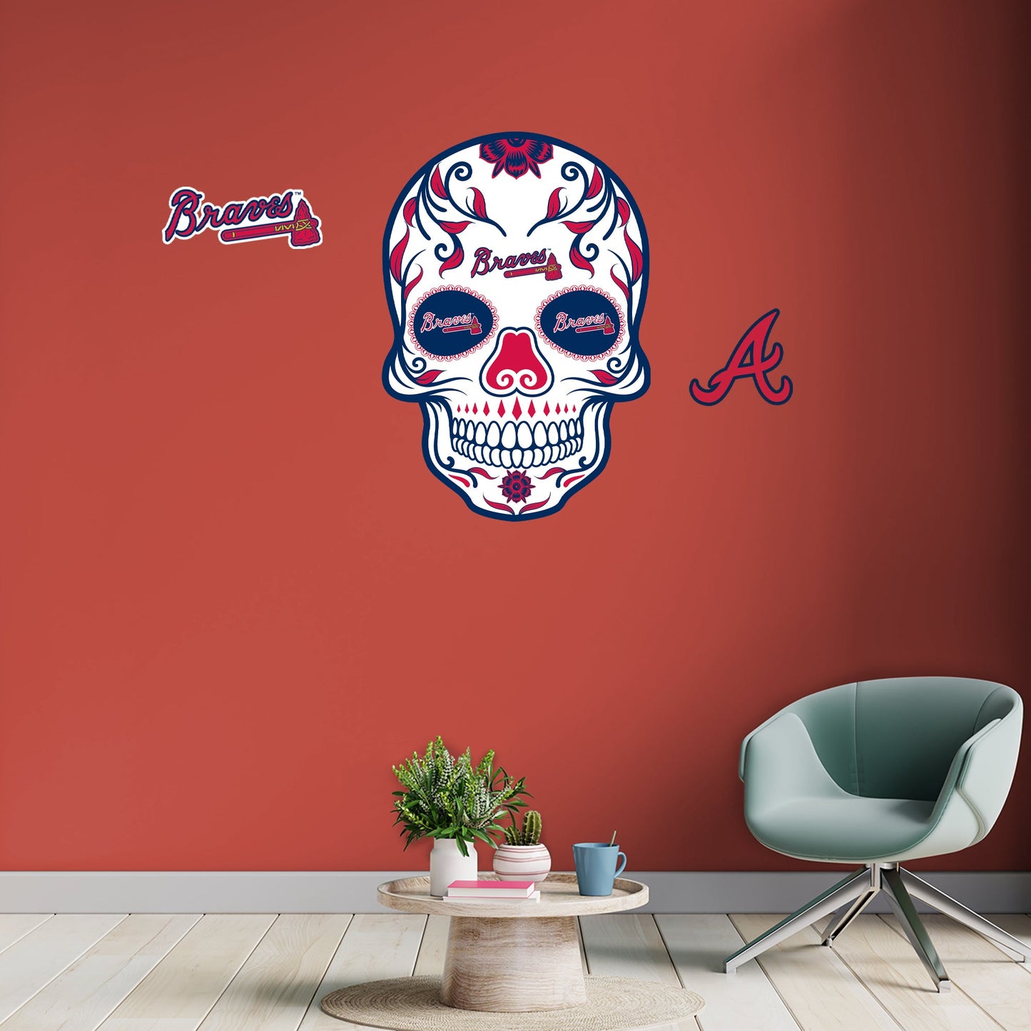 Atlanta Braves: Skull - Officially Licensed MLB Removable Adhesive Decal