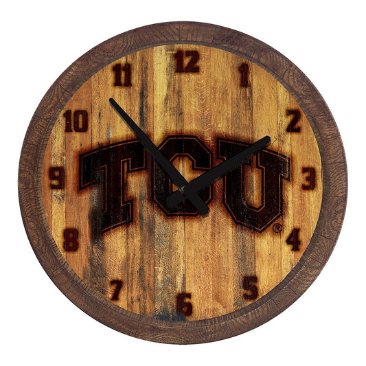 TCU Horned Frogs: Branded "Faux" Barrel Top Wall Clock - The Fan-Brand