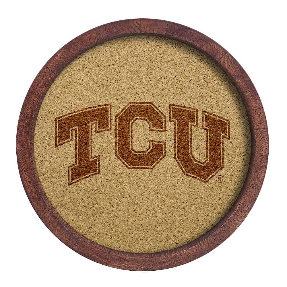 TCU Horned Frogs: "Faux" Barrel Framed Cork Board - The Fan-Brand