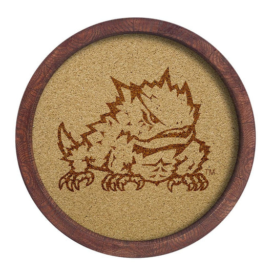 TCU Horned Frogs: Mascot - "Faux" Barrel Framed Cork Board - The Fan-Brand