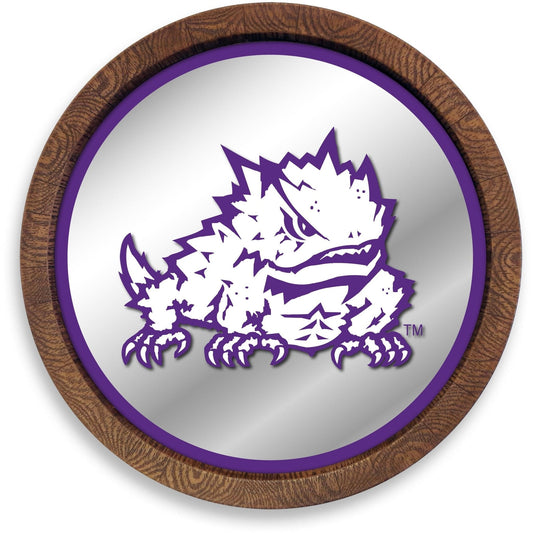 TCU Horned Frogs: Mascot - "Faux" Barrel Top Mirrored Wall Sign - The Fan-Brand