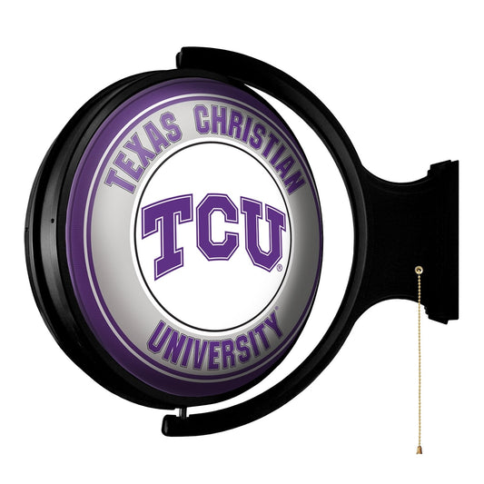 TCU Horned Frogs: Original Round Rotating Lighted Wall Sign - The Fan-Brand