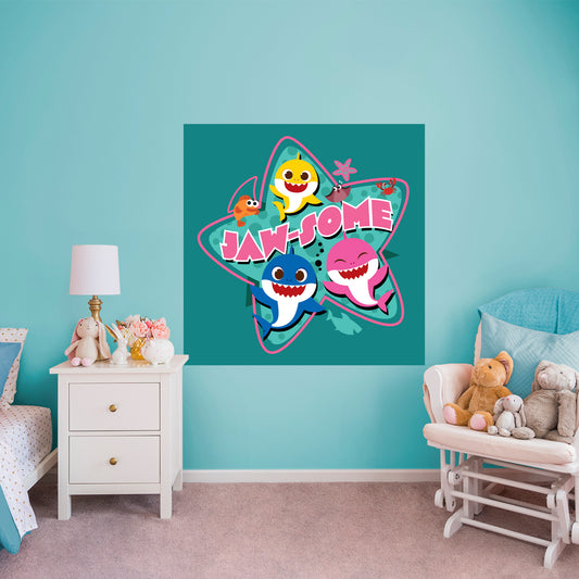 Baby Shark:  Happy Friends Poster        - Officially Licensed Nickelodeon Removable     Adhesive Decal