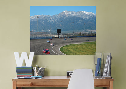 Auto Club Speedway - Mountains Mural - Peel & Stick Poster - Official NASCAR - Reusable Vinyl Wall Decal