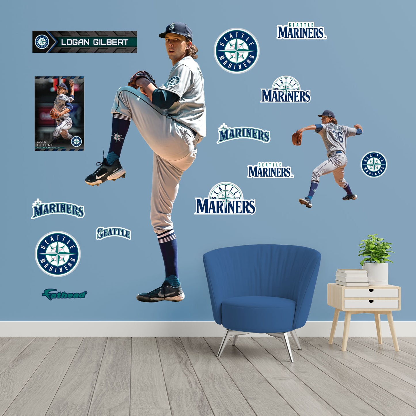Seattle Mariners: Logan Gilbert 2022        - Officially Licensed MLB Removable     Adhesive Decal
