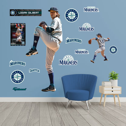 Seattle Mariners: Logan Gilbert 2022        - Officially Licensed MLB Removable     Adhesive Decal