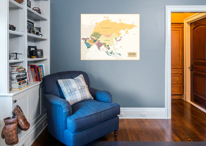 Maps: Asia Political Map Mural        -   Removable Wall   Adhesive Decal