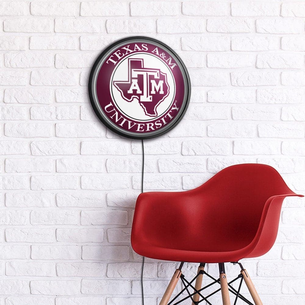 Texas A&M Aggies: Texas - Round Slimline Lighted Wall Sign - The Fan-Brand
