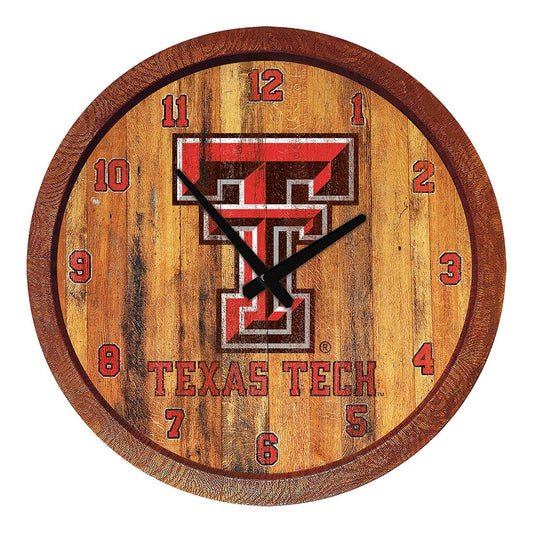 Texas Tech Red Raiders: Weathered "Faux" Barrel Top Wall Clock - The Fan-Brand