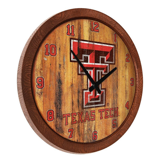 Texas Tech Red Raiders: Weathered "Faux" Barrel Top Wall Clock - The Fan-Brand