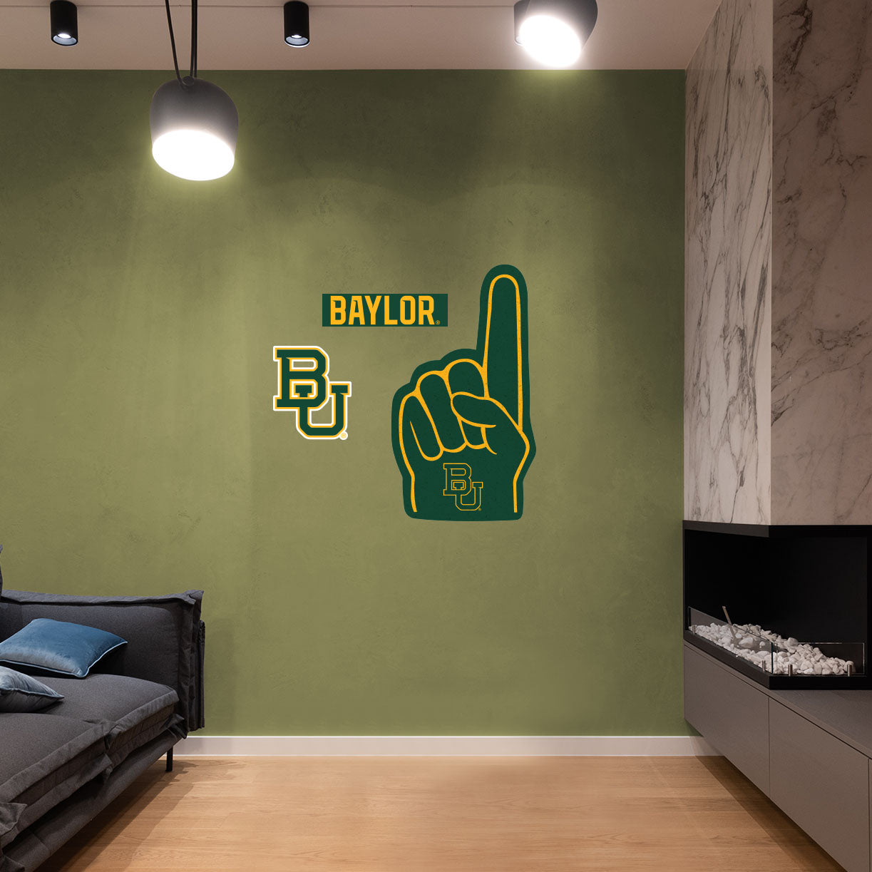 Baylor Bears: Foam Finger - Officially Licensed NCAA Removable Adhesive Decal