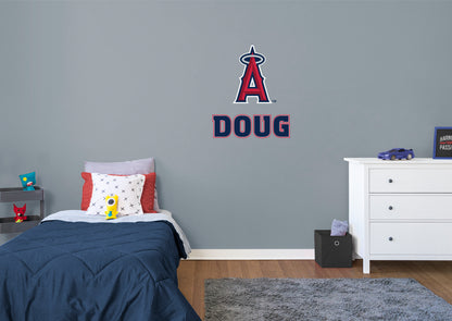 Los Angeles Angels: Los Angeles Angels  Stacked Personalized Name Navy Text PREMASK        - Officially Licensed MLB Removable     Adhesive Decal