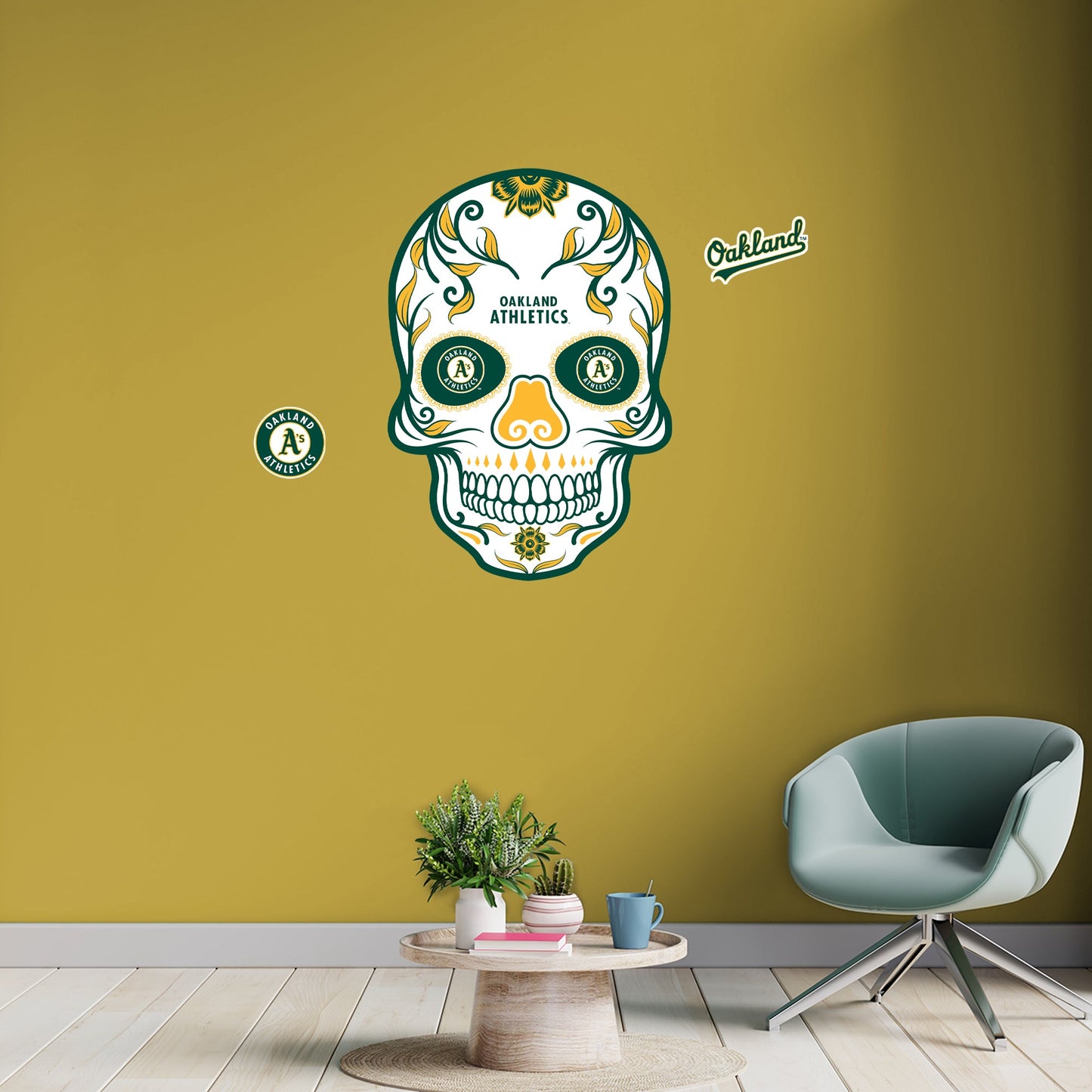Oakland Athletics: Skull - Officially Licensed MLB Removable Adhesive Decal