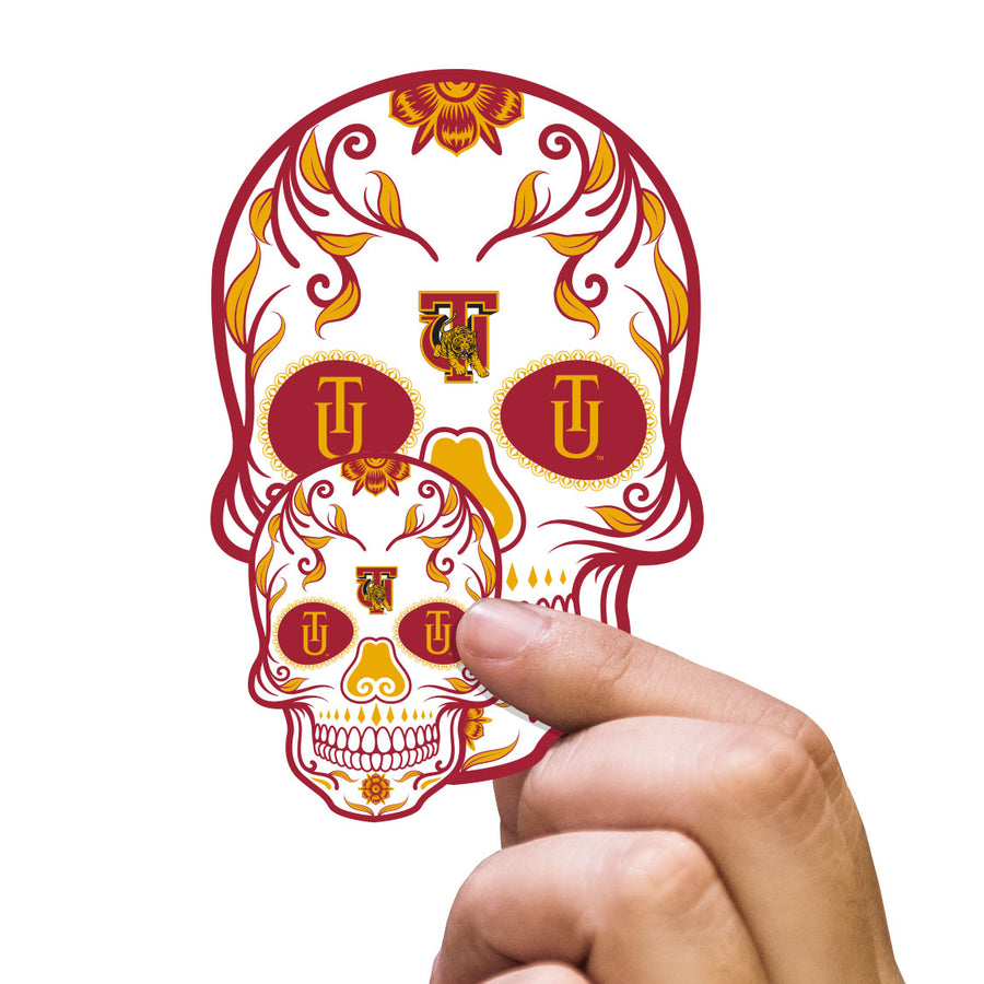 Tuskegee Golden Tigers - 5 Sugar Skull Logo Minis (Mixed Sizes) - Official NCAA - Reusable Vinyl Decals