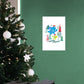 Monsters Inc Festive Cheer: Sulley & Mike Dashing Through Mural - Officially Licensed Disney Removable Adhesive Decal