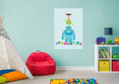 Monsters Inc:  I Love Monsters Mural        - Officially Licensed Disney Removable Wall   Adhesive Decal