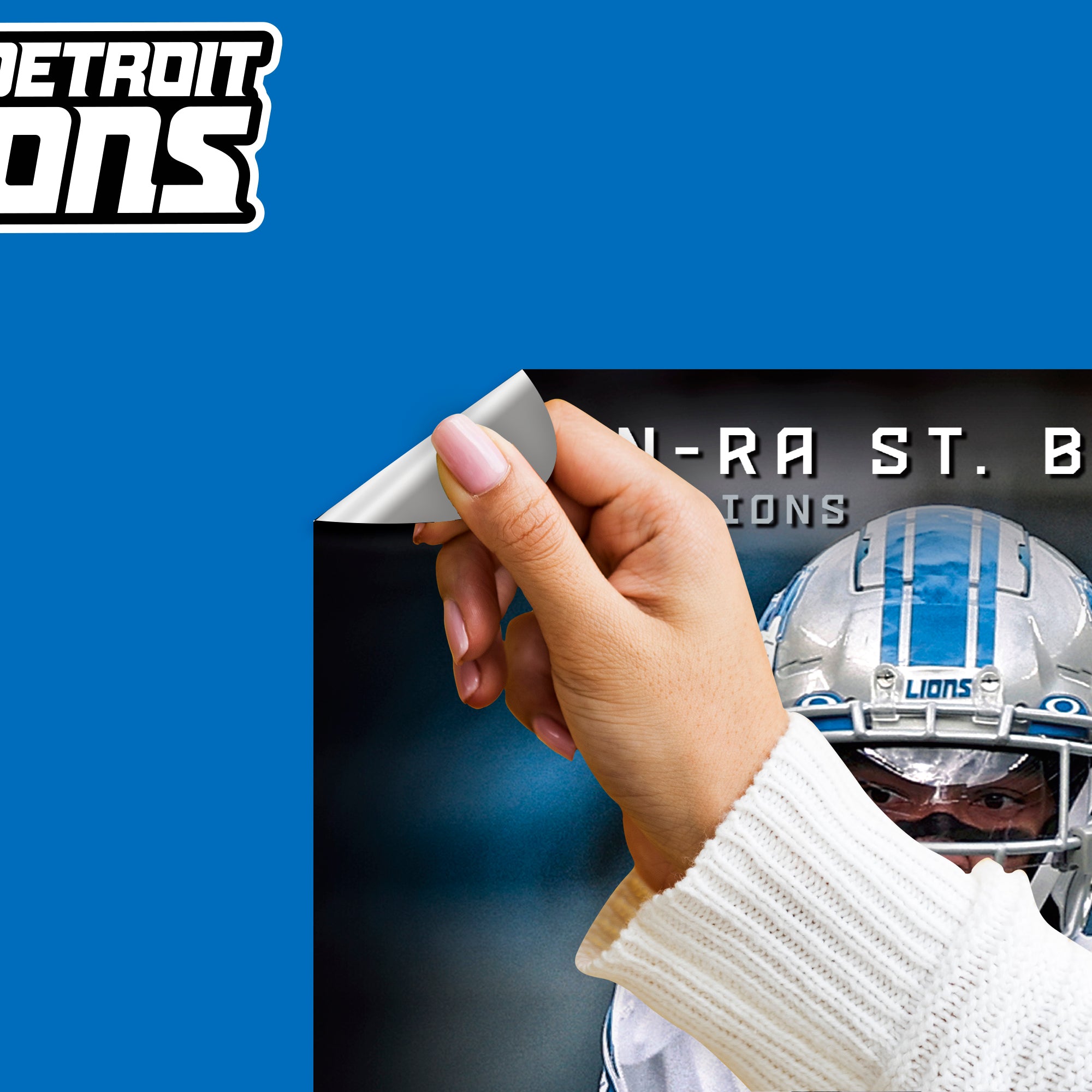 One-Hander　–　Amon-Ra　NFL　Licensed　St.　Officially　Brown　Fathead　Detroit　Lions: