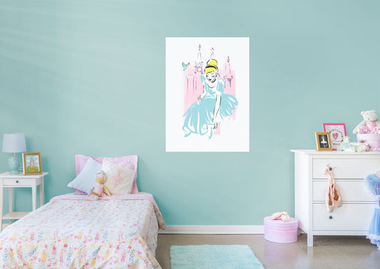 Cinderella:  Sketch Castle Mural        - Officially Licensed Disney Removable Wall   Adhesive Decal