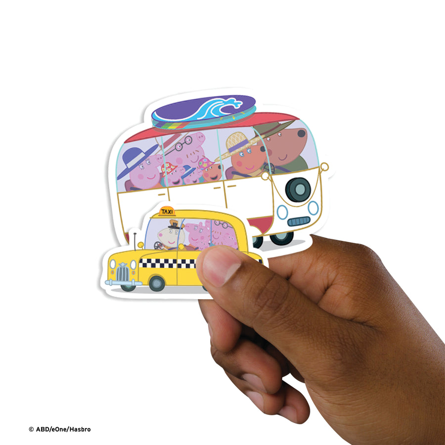Peppa Pig - 5 Transport Minis (Mixed Sizes) - Official Hasbro - Reusable Vinyl Decals