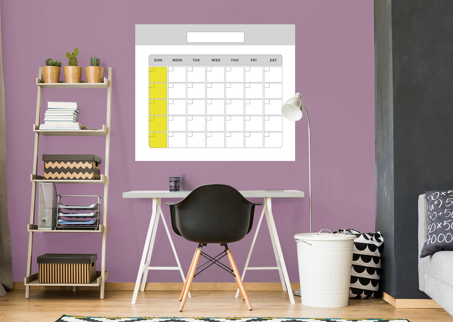 Calendars: Double Modern One Month Calendar Dry Erase - Removable Adhesive Decal