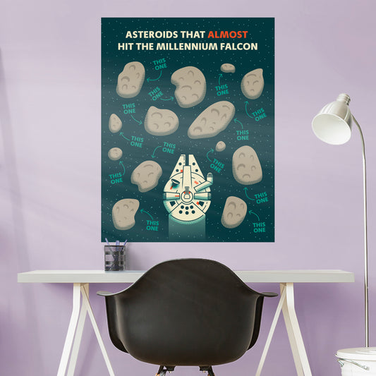 Millennium Falcon Asteroids Poster - Officially Licensed Star Wars Removable Adhesive Decal