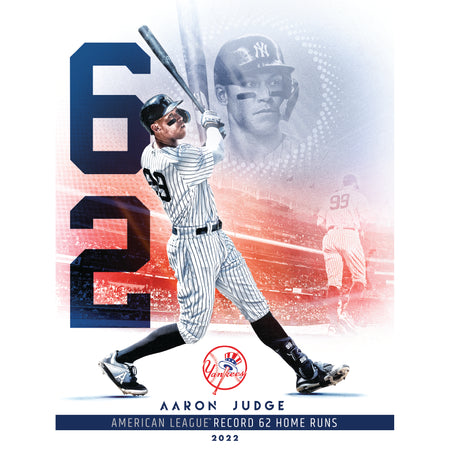 AARON JUDGE HITS HIS 62ND HOME RUN 19”x13” COMMEMORATIVE POSTER
