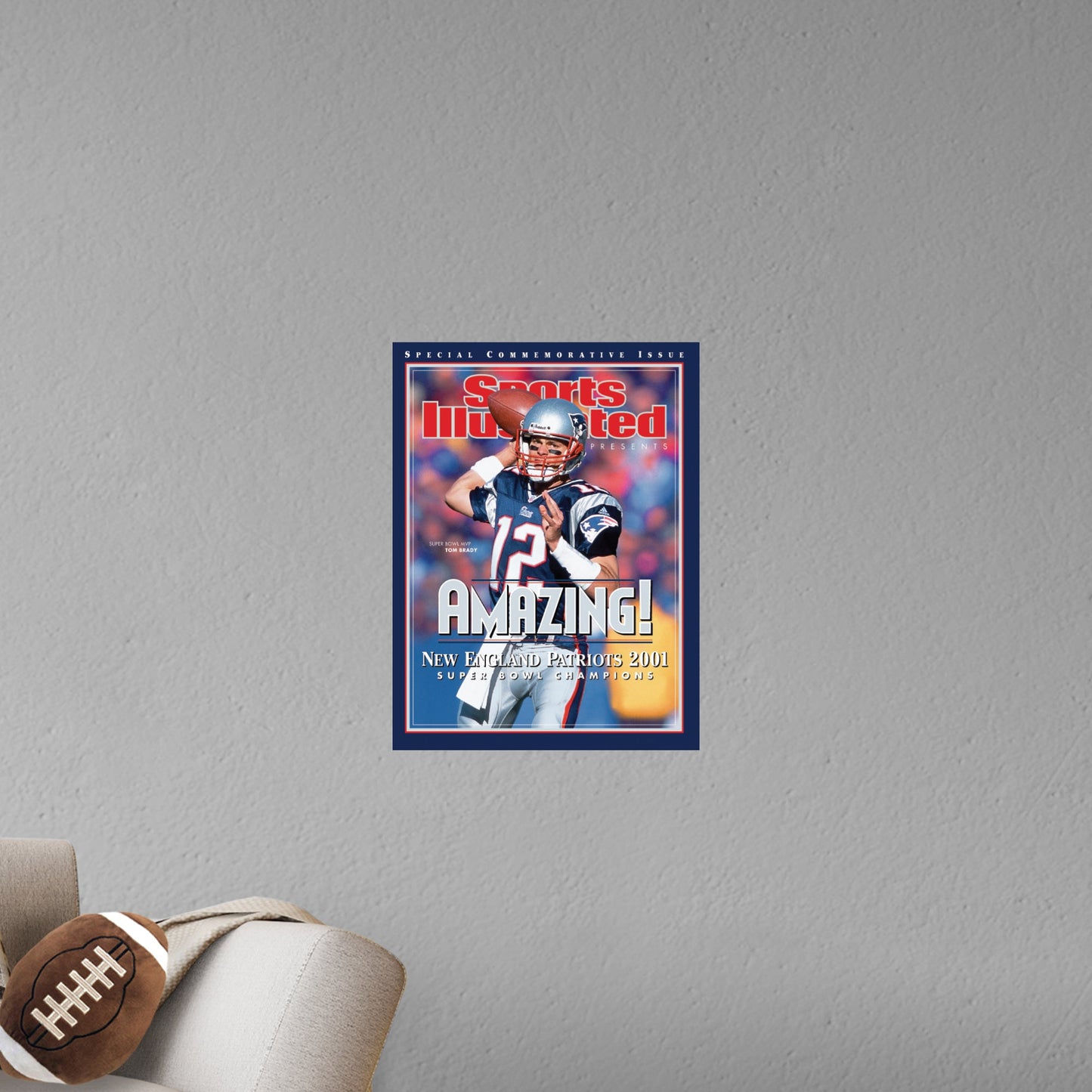 New England Patriots: Tom Brady Frebruary 2002 Sports Illustrated Cover - Officially Licensed NFL Removable Adhesive Decal
