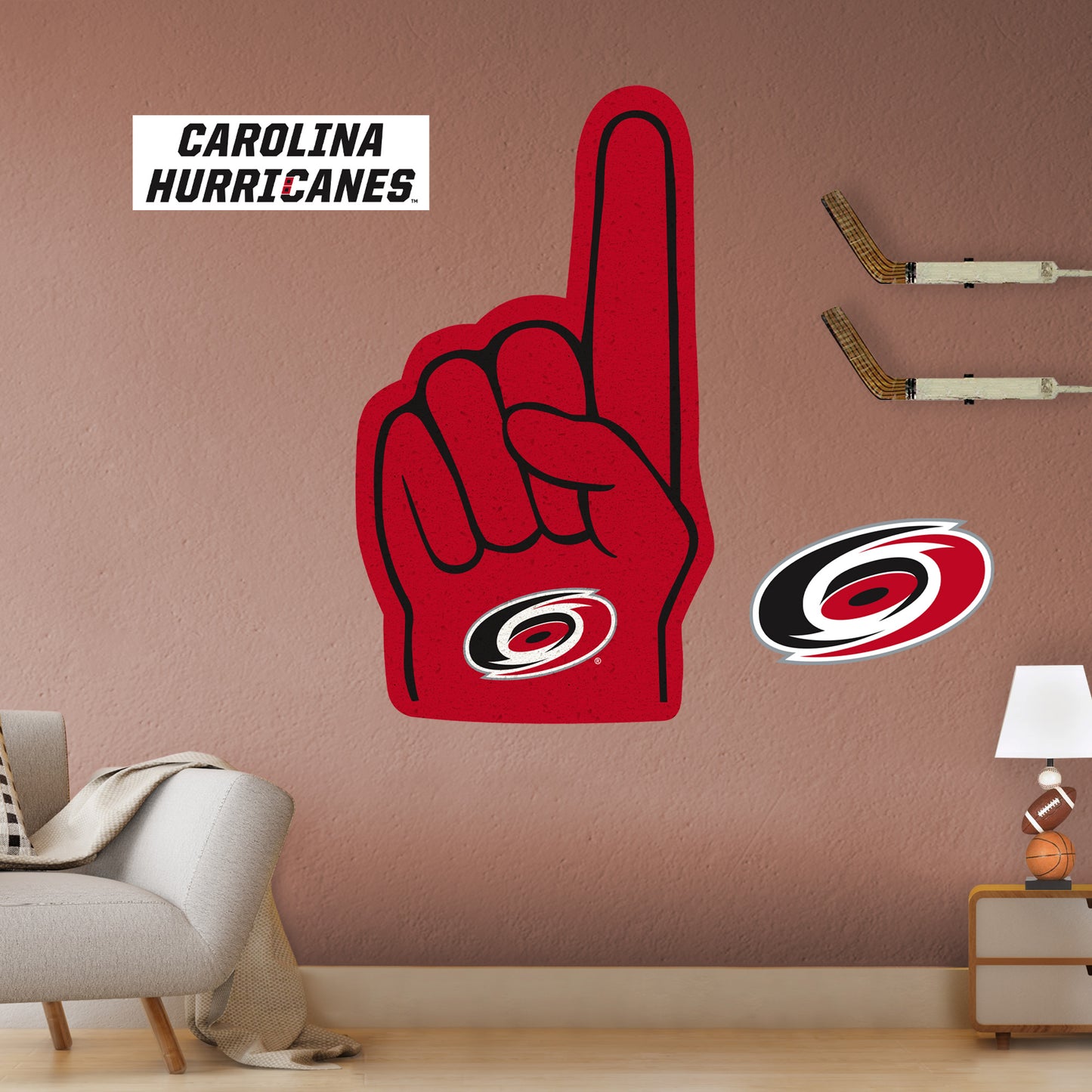 Carolina Hurricanes:    Foam Finger        - Officially Licensed NHL Removable     Adhesive Decal