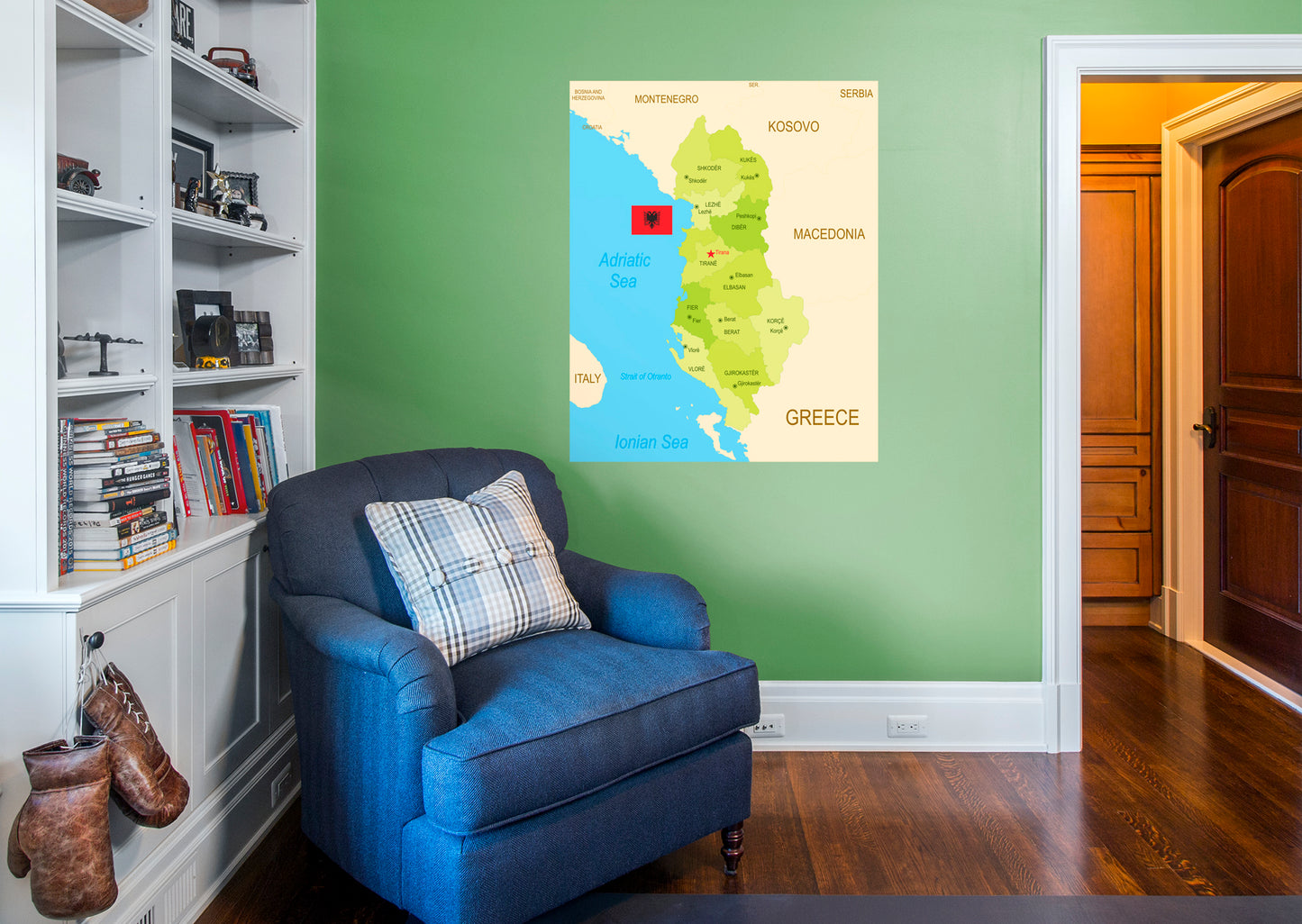 Maps of Europe: Albania Mural        -   Removable Wall   Adhesive Decal