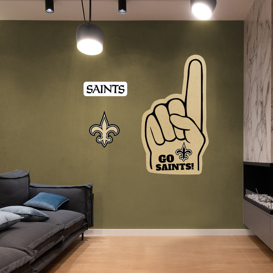 New Orleans Saints - RealBig Foam Finger Collection - Official NFL - Reusable Vinyl Wall Decals