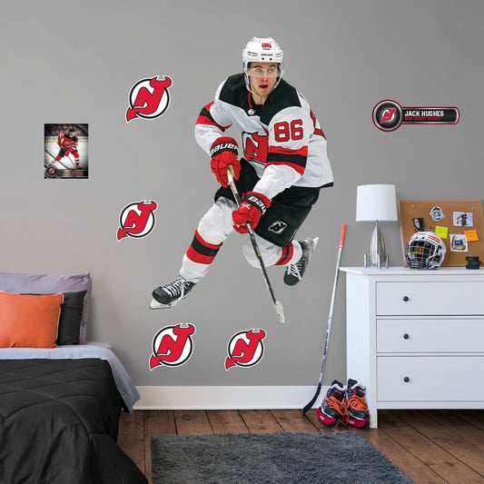 New Jersey Devils: Jack Hughes 2022        - Officially Licensed NHL Removable     Adhesive Decal