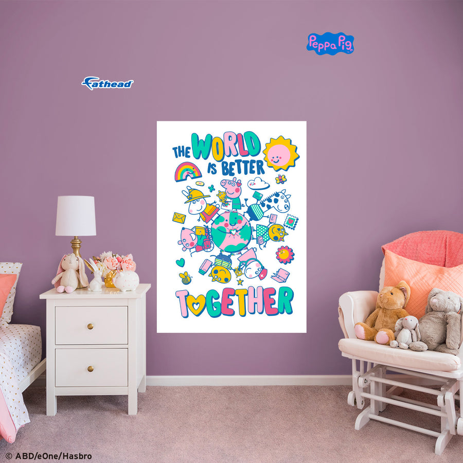 Peppa Pig - "Together" - Peel & Stick Poster - Official Hasbro - Peppa Pig - Reusable Vinyl Wall Decal