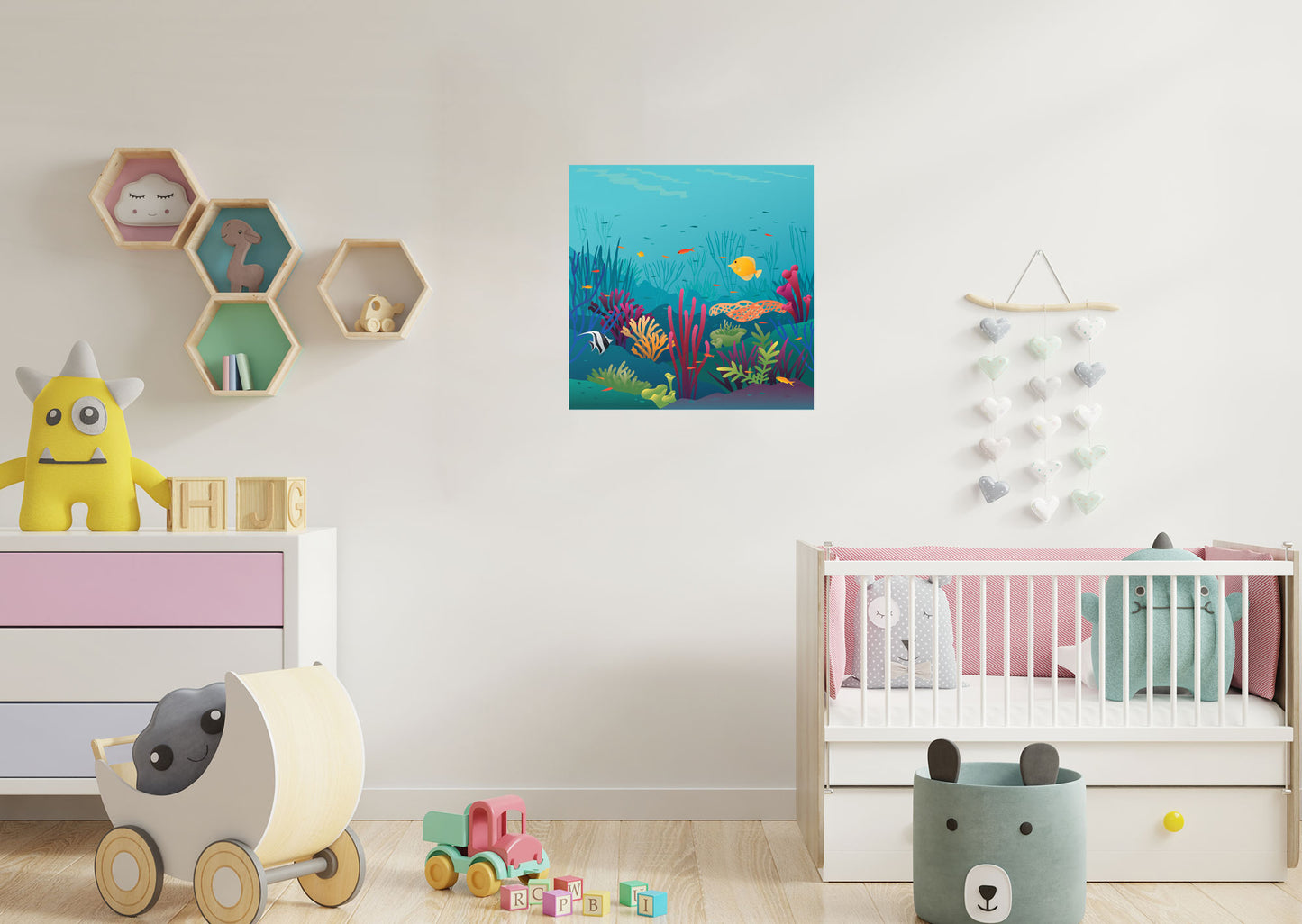 Nursery:  Colorful Ocean Mural        -   Removable Wall   Adhesive Decal