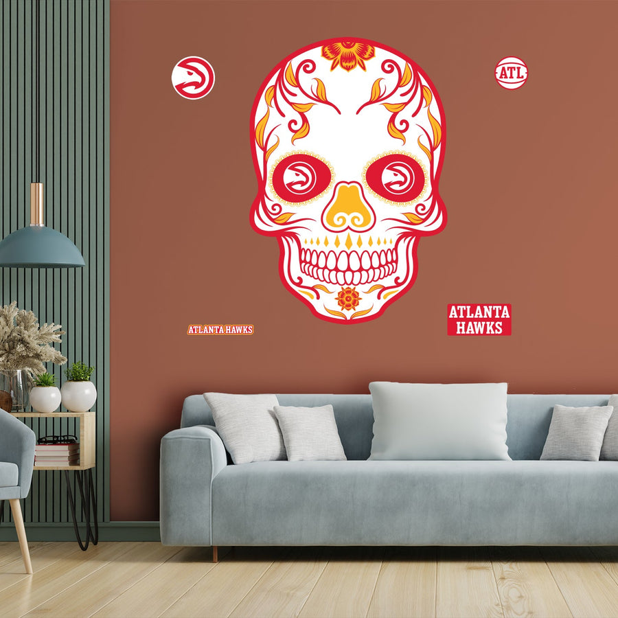 Atlanta Hawks - RealBig Sugar Skull Collection - Official NBA - Reusable Vinyl Wall Decals