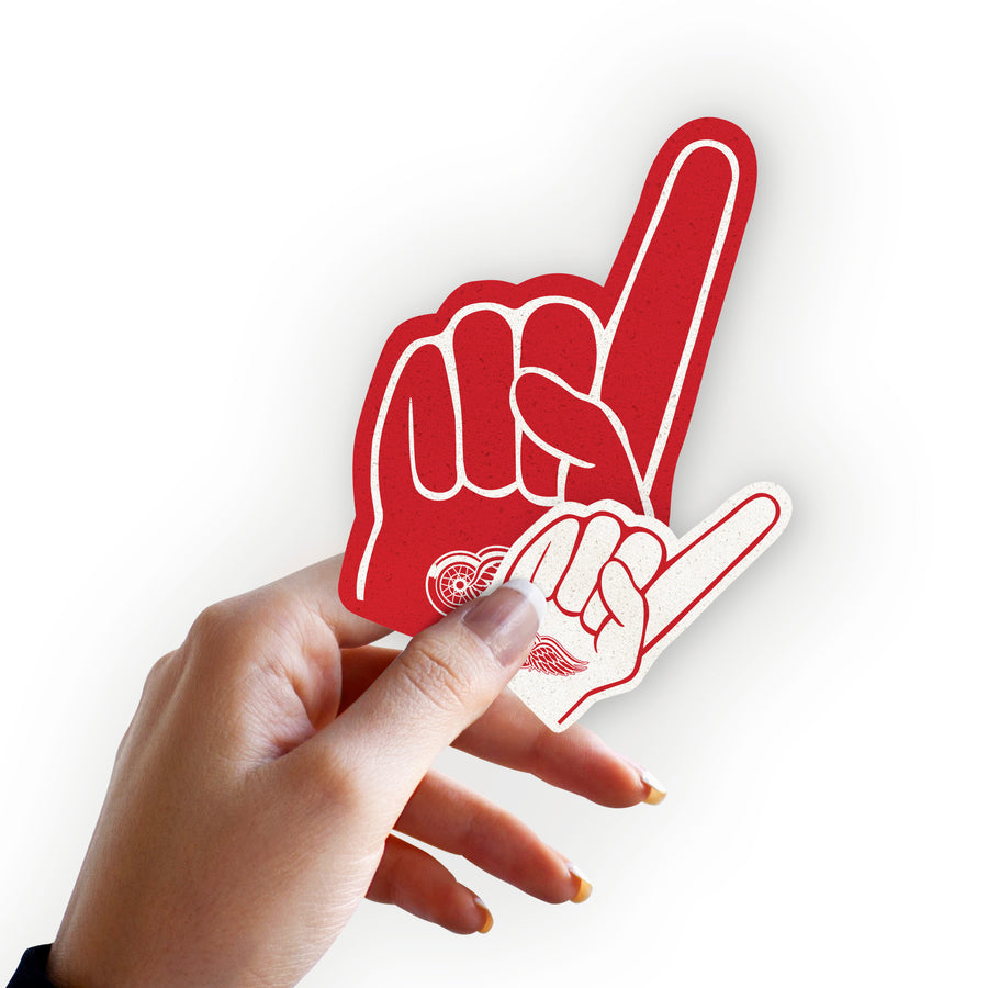 Detroit Red Wings - 5 Foam Finger Minis (Mixed Sizes) - Official NHL - Reusable Vinyl Decals