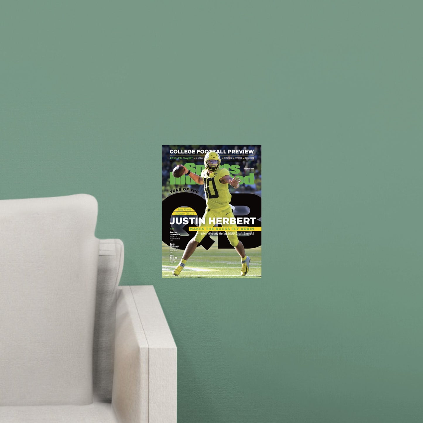 Oregon Ducks: Justin Herbert August 2019 Sports Illustrated Cover - Officially Licensed NCAA Removable Adhesive Decal